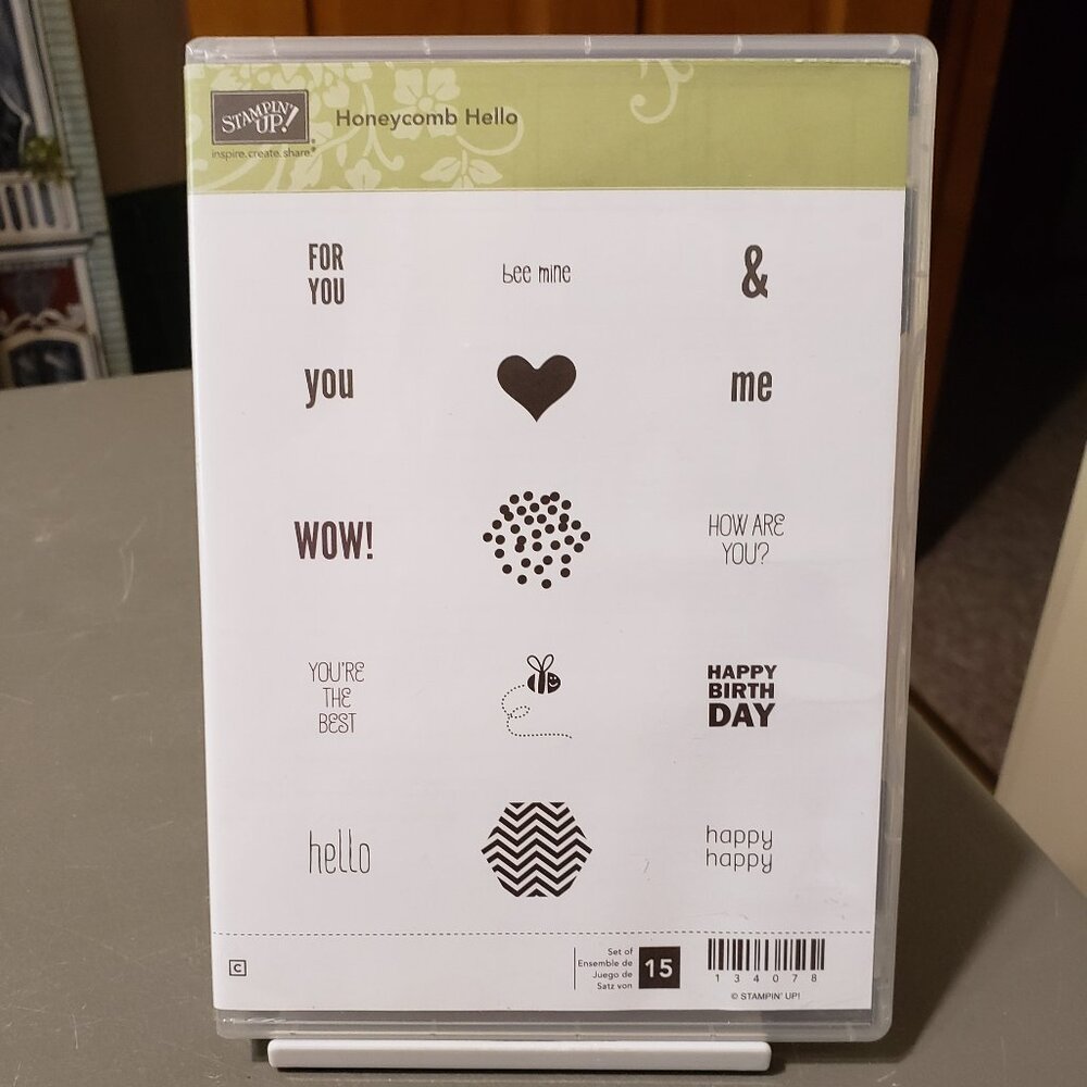 Stampin' Up! 'HONEYCOMB HELLO' Cling Stamp Set (Used)
